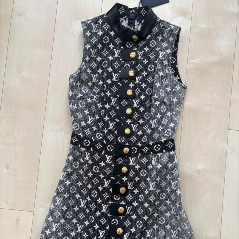 LOUIS VUITTON ルイヴィトン モノグラム デニムボタン タブドレス
