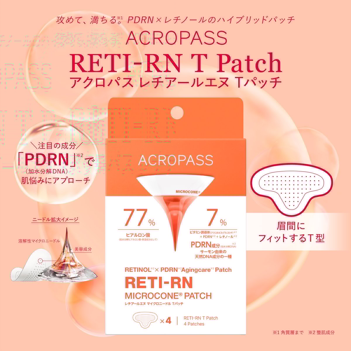 PDRN×レチノール配合！】レチアールエヌ Tパッチ（眉間用） | ACROPASS