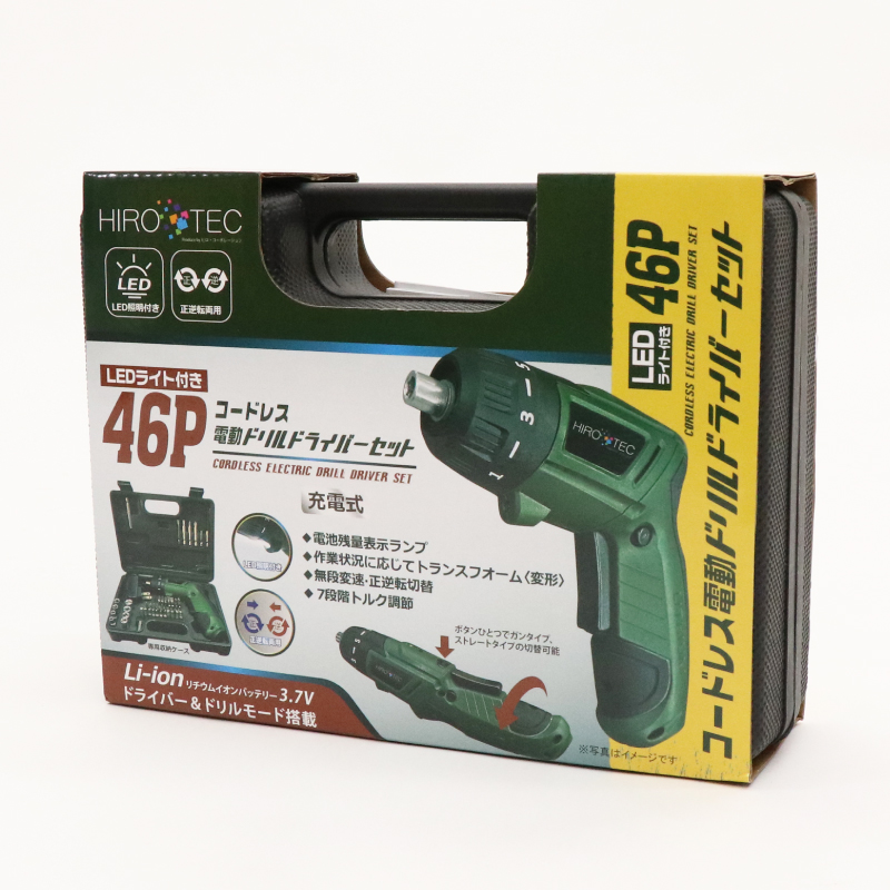 HIRO/Tec】 46Pコードレス電動ドリルドライバーセット HDL-9238