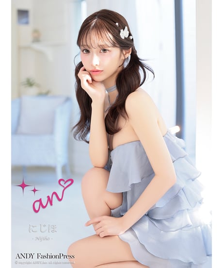リボンチョーカー付き/シフォン/ティアード/フリル/メロウ/バストジップ/フレア/Aライン/ベアトップ/ミニドレス/キャバドレス【Andy アンディ/an アン】[AOC-4087]