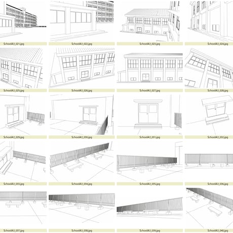 学校A3　54カット　背景素材　JPEG/IllustratorEPS