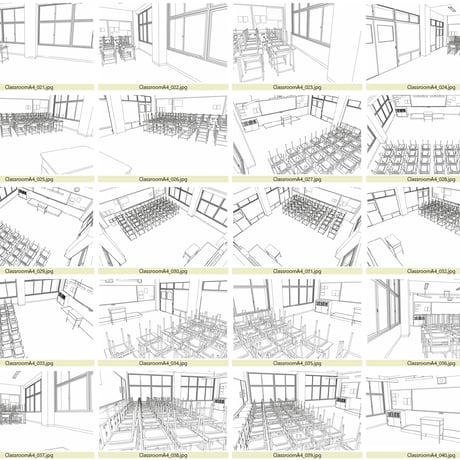 学校教室 A4　49カット　背景素材　JPEG/IllustratorEPS