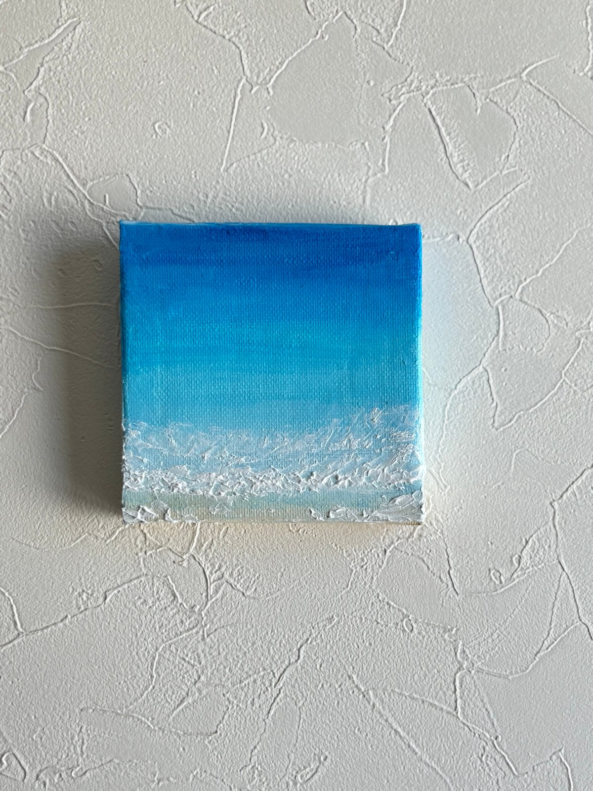 原画 小さなテクスチャーパネルアート⭐︎静かな朝の海 | vie.fleur
