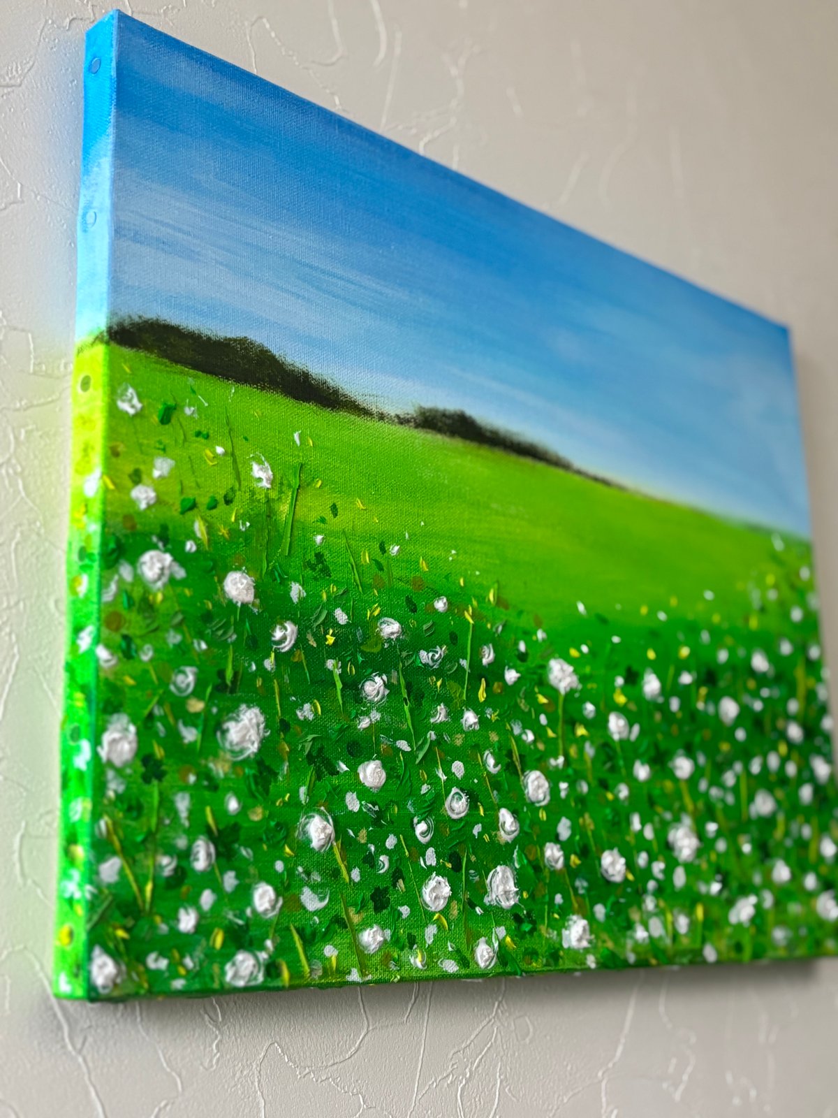 原画テクスチャーアート風景画⭐︎シロツメグサの野原 | vie.fleur