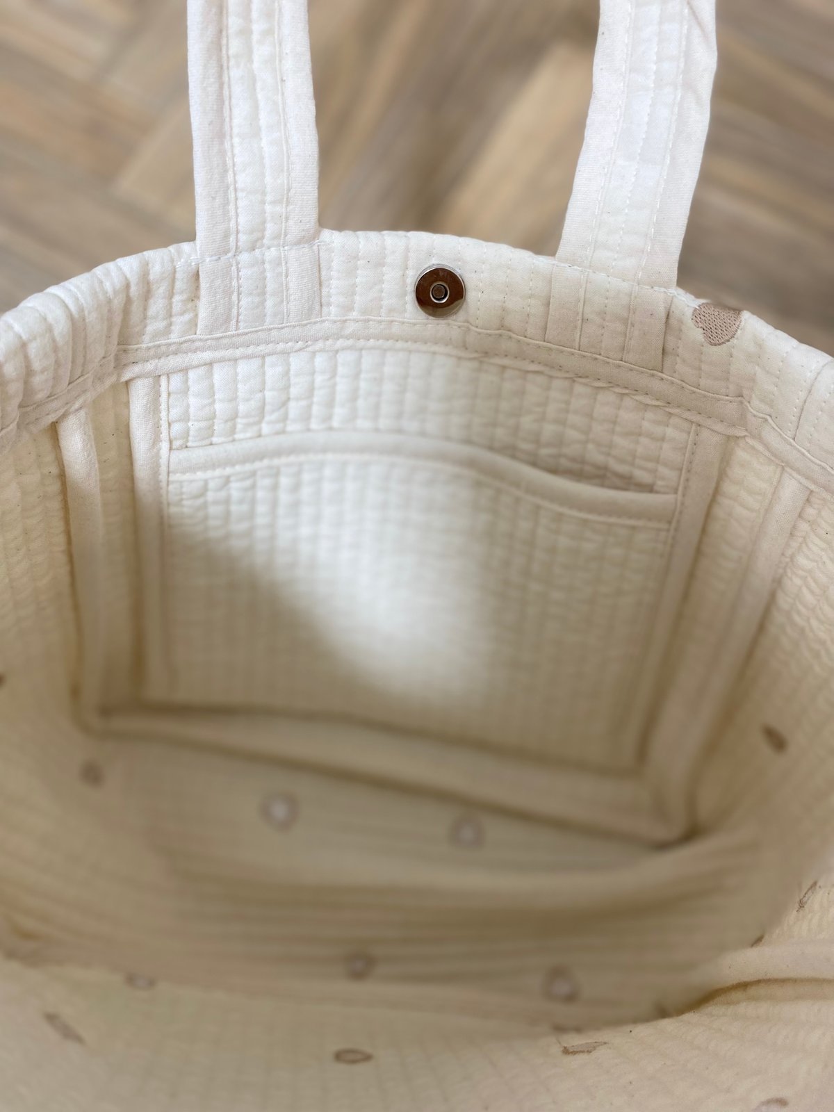 はぁと♡ページです　ヌビバッグ Heart mini Nubi bag white×beige | Ma cherie