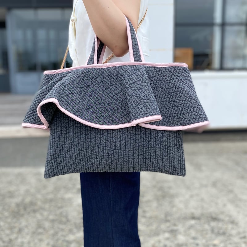 Frill bicolor Nubi bag gray×pink | Ma cherie