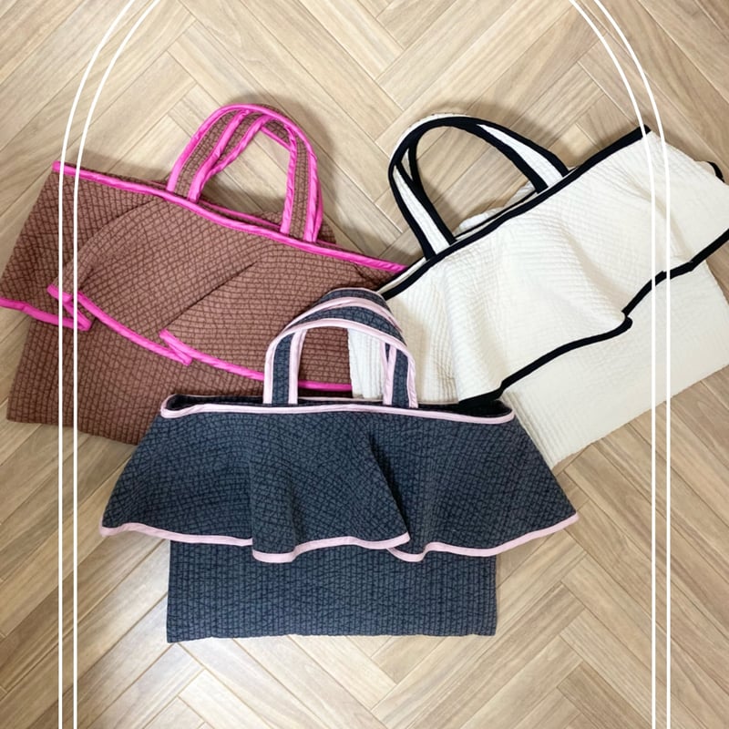 Frill bicolor Nubi bag gray×pink | Ma cherie