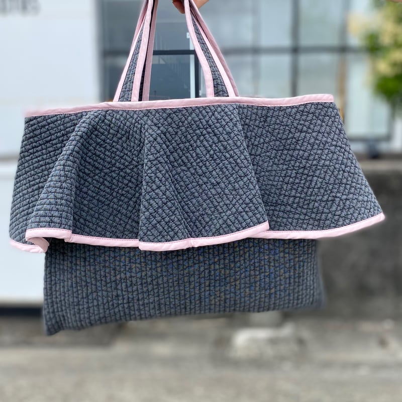 Frill bicolor Nubi bag gray×pink | Ma cherie