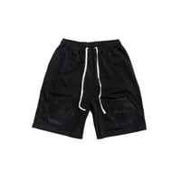 【WASHABLE LEATHER PATCH SHORTS】BLACK