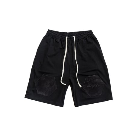 【WASHABLE LEATHER PATCH SHORTS】BLACK