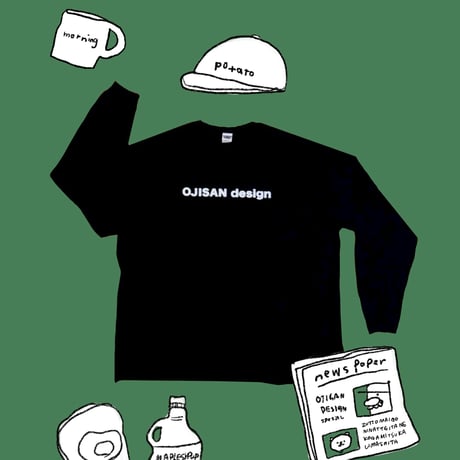 OJISAN design Big Silhouette Tシャツ・長袖ブラック