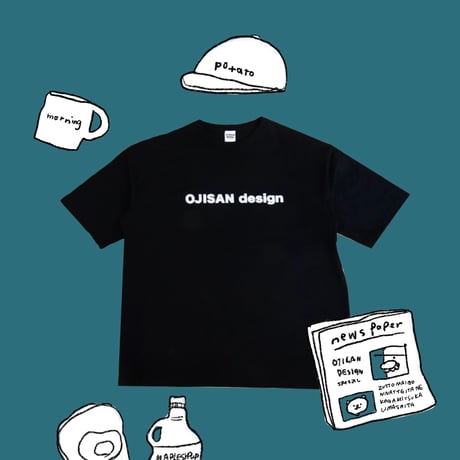 OJISAN design Big Silhouette Tシャツ・半袖ブラック