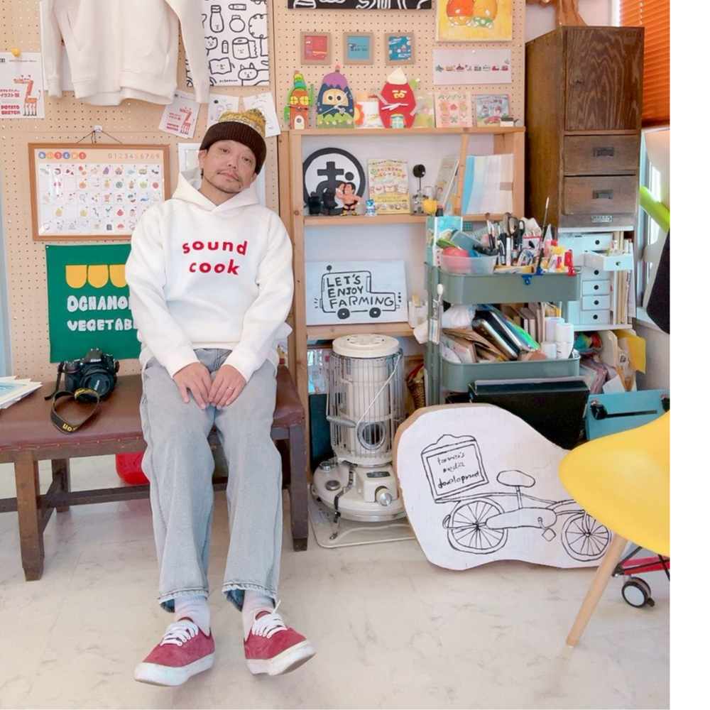 受注発注品 ｜sound cook パーカー（白赤）｜フロッキープリント