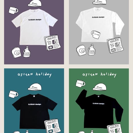 OJISAN design Big Silhouette Tシャツ・長袖ホワイト