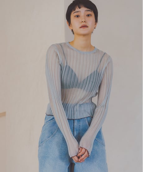 Mini Bicolor Sheer Rib Knit