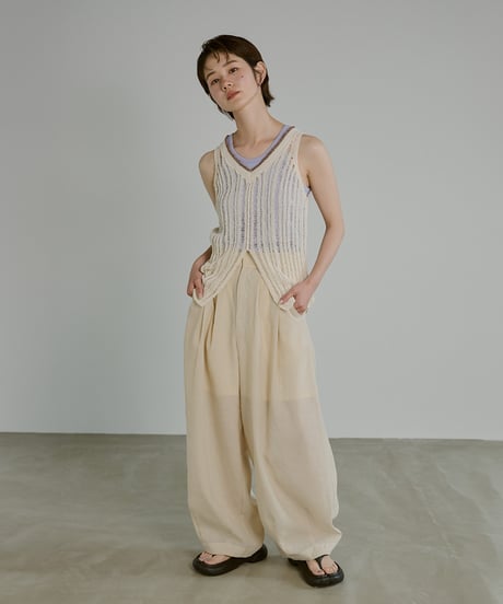 Bicolor Sheer Rib Knit Tanktop