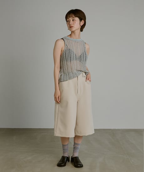 Bicolor Sheer Rib Knit Tanktop