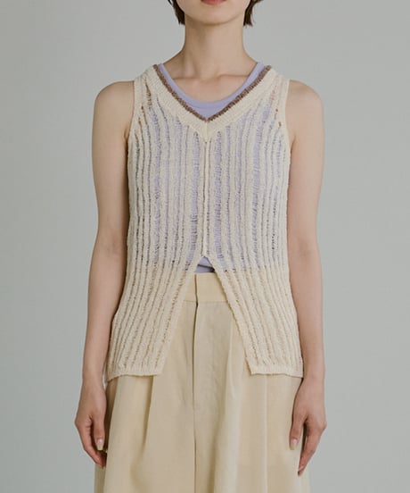 Bicolor Sheer Rib Knit Tanktop