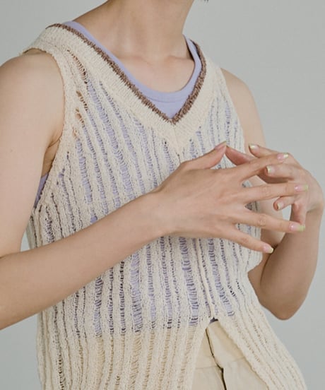 Bicolor Sheer Rib Knit Tanktop