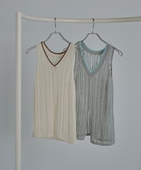 Bicolor Sheer Rib Knit Tanktop