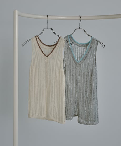 Bicolor Sheer Rib Knit Tanktop