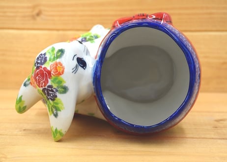 ポーランド食器（ポーリッシュポタリー）　ウサギの小物入れ　カリヒ社　『ようこそ！ローズガーデンへ』