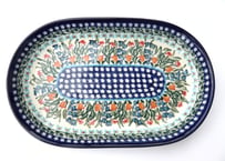 ポーランド食器（ポーリッシュポタリー）　オーバル皿M　カリヒ社　『ガーデンパーティー 』
