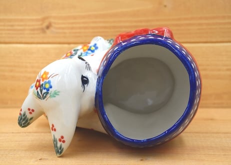 ポーランド食器（ポーリッシュポタリー）　ウサギの小物入れ　カリヒ社　『ようこそ！ローズガーデンへ』