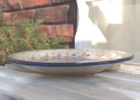 ポーランド食器（ポーリッシュポタリー）　丸皿２６ｃｍ　ボーナ社『お池でロンド』