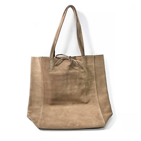 MARLON FIRENZE Calf Leather Shopper Bag Suede "Taupe"