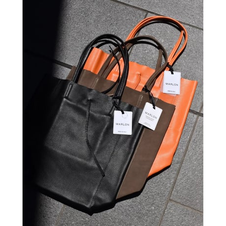 MARLON FIRENZE Calf Leather Shopper Bag "Arancio"