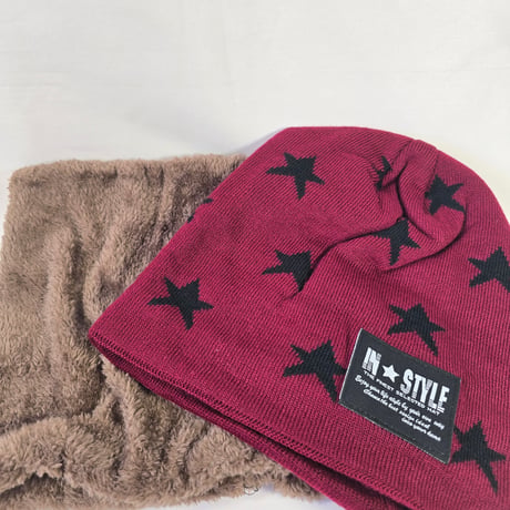 IN☆STYLE レディース、キッズ ニット帽ネックウォーマーセット