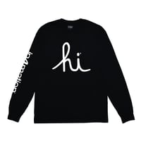 hi SCRIPT LONG SLEEVE TEE / BLACK