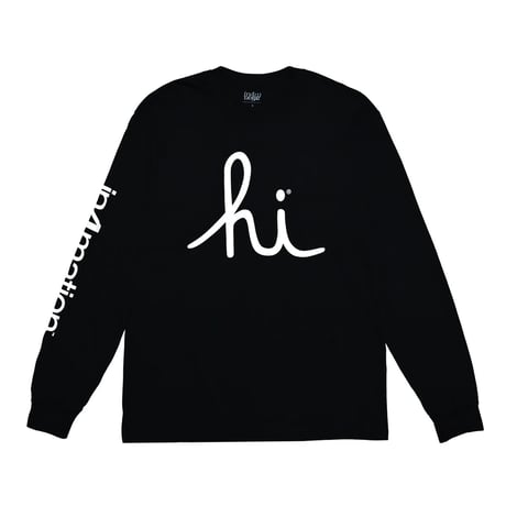hi SCRIPT LONG SLEEVE TEE / BLACK