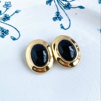 Liz Claiborne　ゴールド＆ブラックカボション　イヤリング