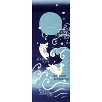 絵てぬぐい｜跳ね波うさぎ