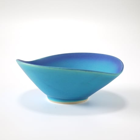 東山窯｜美濃焼 青マット釉 楕円小鉢｜Turquoise Matte Oval Bowl