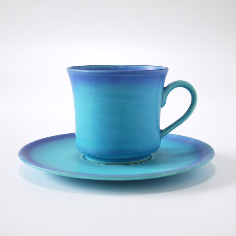 東山窯｜美濃焼 青マット釉 コーヒー碗皿｜Turquoise Matte Cup & Sauc