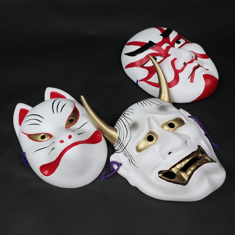 瀬戸焼｜昭峰窯 吉祥面 三面揃え〈般若・隈取・狐〉 | Craft OGAWA