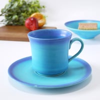 東山窯｜美濃焼 青マット釉 コーヒー碗皿｜Turquoise Matte Cup & Saucer