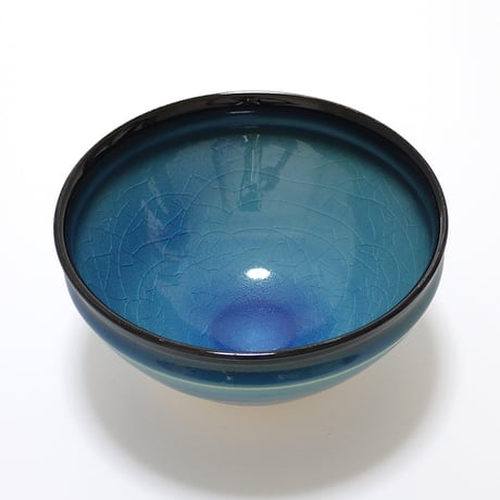 東山窯｜美濃焼 青貫入釉 京型抹茶碗｜Crackle Glaze Matcha Bowl