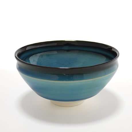 東山窯｜美濃焼 青貫入釉 京型抹茶碗｜Crackle Glaze Matcha Bowl