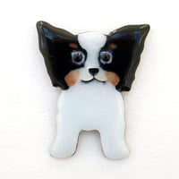 七宝焼 パピヨン ピンブローチ｜Handmade Cloisonné Dog Brooch・世良恵子 作品