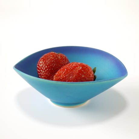 東山窯｜美濃焼 青マット釉 楕円小鉢｜Turquoise Matte Oval Bowl
