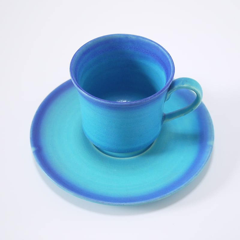 東山窯｜美濃焼 青マット釉 コーヒー碗皿｜Turquoise Matte Cup & Sauc