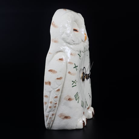 シロフクロウ置時計｜陶器（クラフト悠季・山崎清孝）