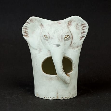 ゾウの花入れ〈Elephant Vase〉／陶芸家 はらかおり｜ハンドメイド陶器の花器・オブジェ