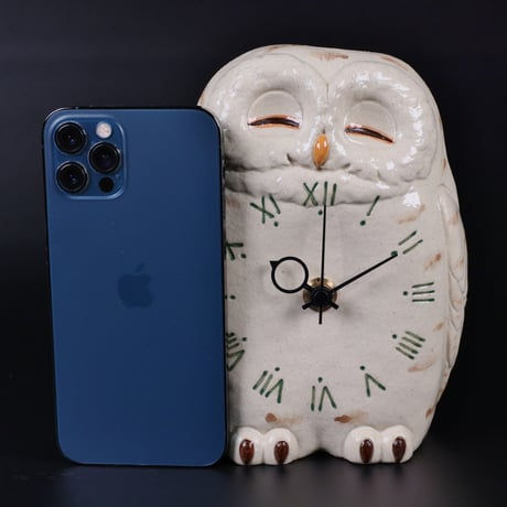 シロフクロウ置時計｜陶器（クラフト悠季・山崎清孝）