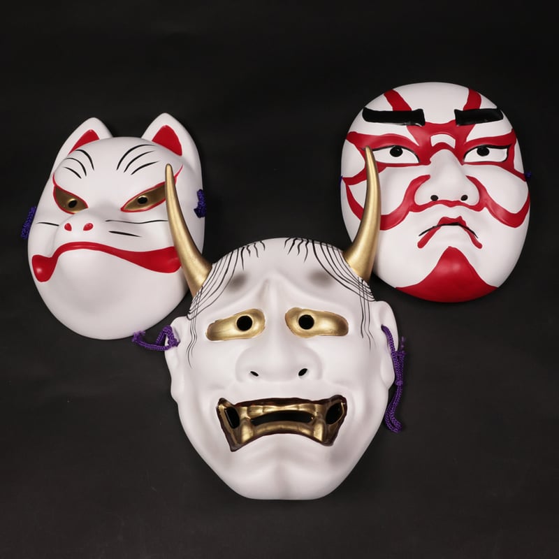 瀬戸焼｜昭峰窯 吉祥面 三面揃え〈般若・隈取・狐〉 | Craft OGAWA