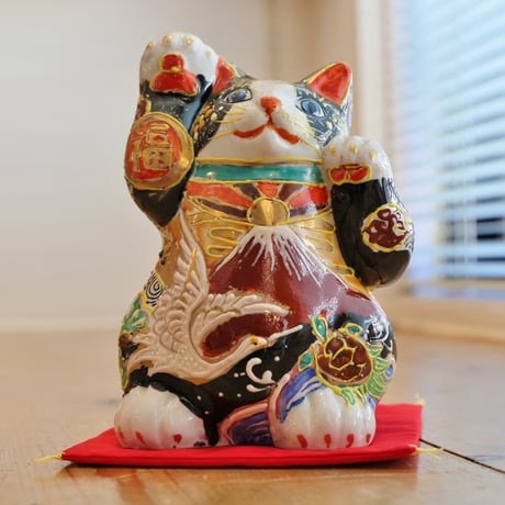 九谷焼 招き猫｜吉祥盛 富士山 Lucky Cat Japanese Craft〈縁起置物〉